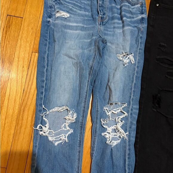 American Eagle Outfitters Blue and Black Distressed Boyfriend Jeans - Picture 3 of 8